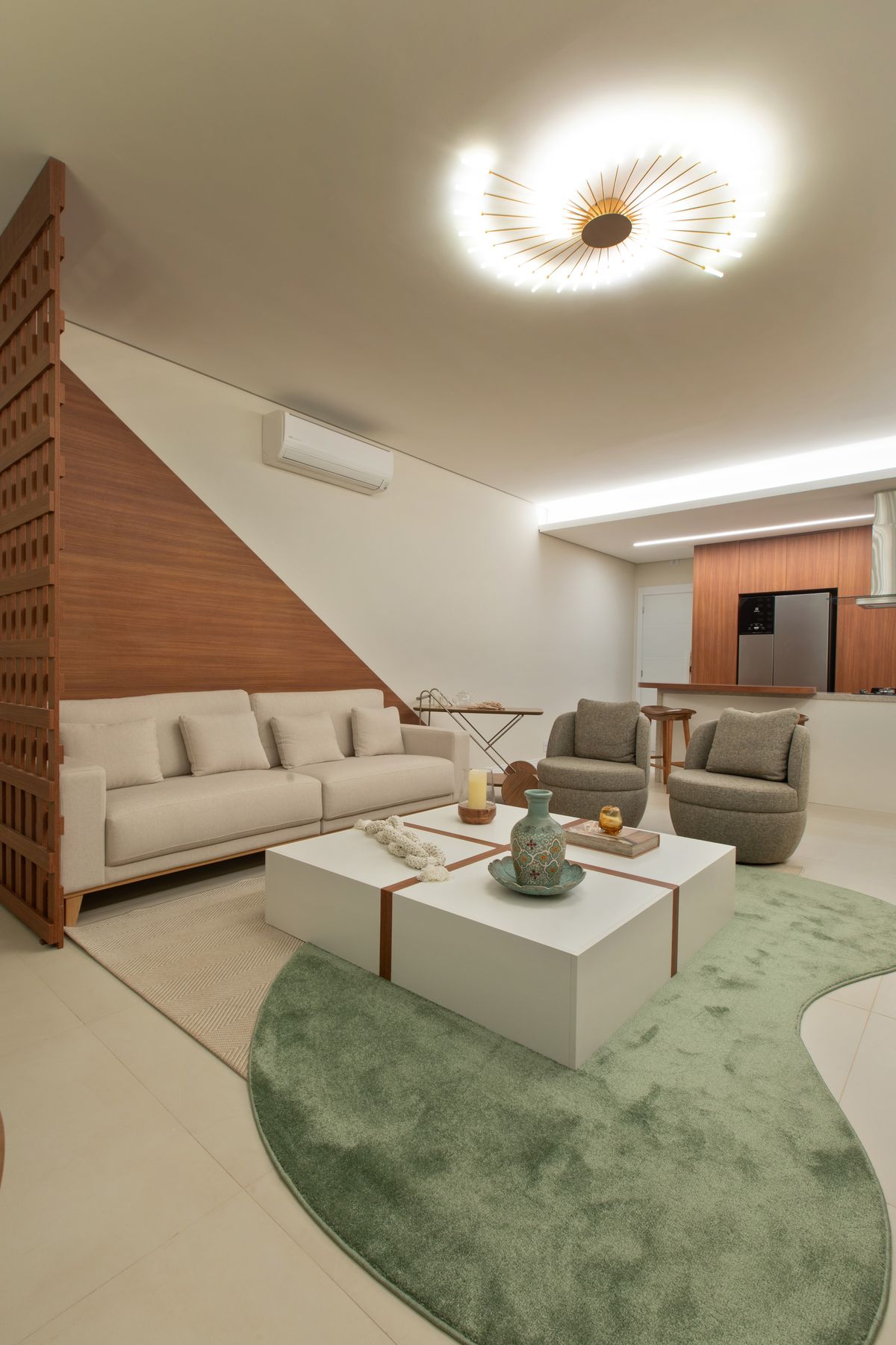 Ambiente social do decorado Dellagio — composição premium